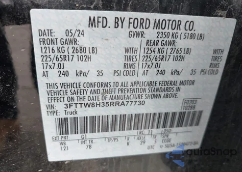 2024 Ford Maverick Xlt from USA, damaged, VIN 3FTTW8H35RRA77730